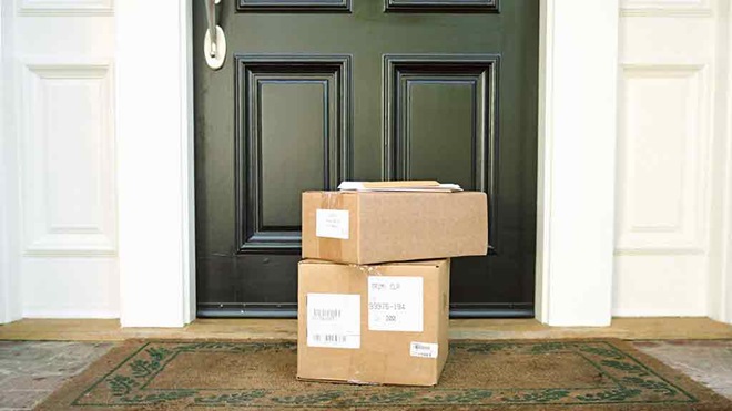 front door with parcels out the front